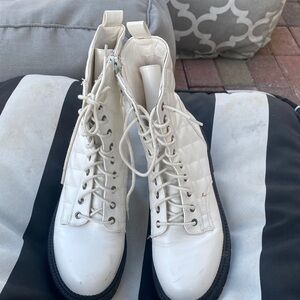 Rock & Candy White Combat Boots